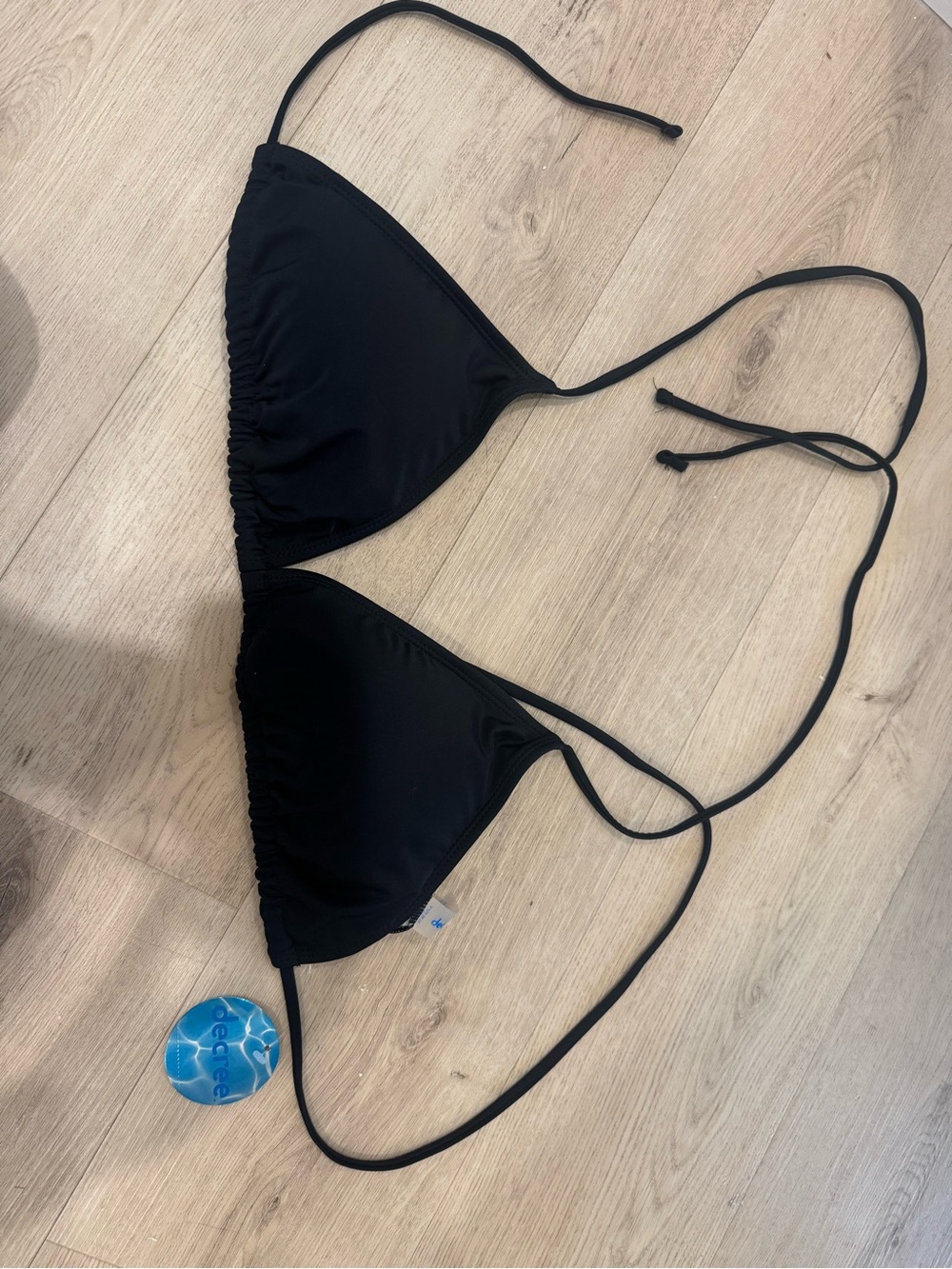 Decree Black Drawstring bikini top
